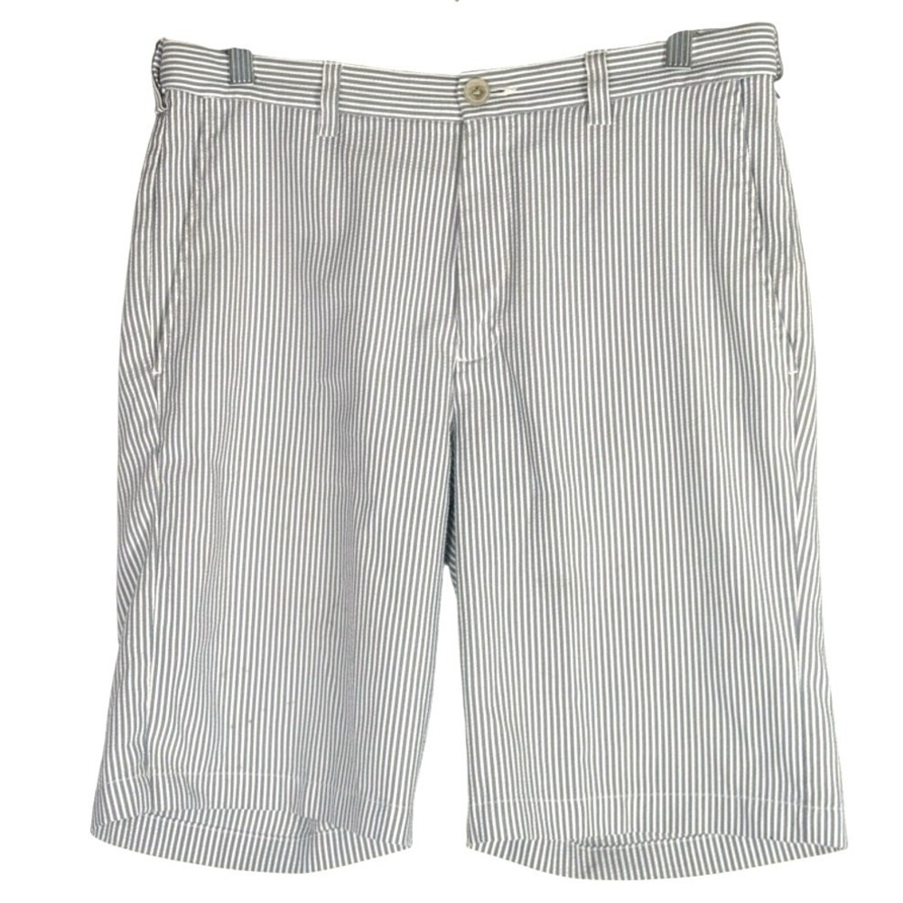 Men's Blue & White Seersucker Stripe Shorts‎ 34" inseam 9"